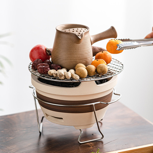 Stove for making tea around the stove Full set of wholesale household outdoor barbecue old-fashioned carbon stove with side stove Can teapot
