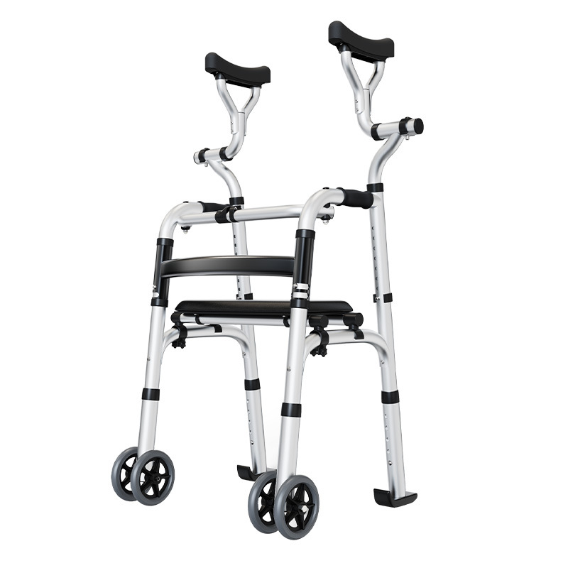 YC8239 andador de dos ruedas para axilas + asiento de cuero