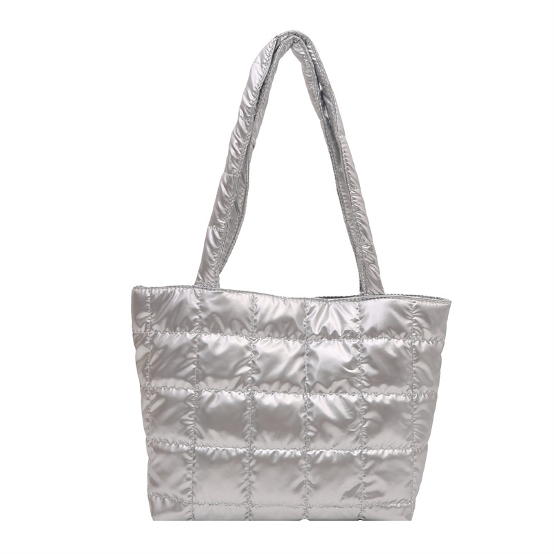 2025 otoño y invierno bolsas de algodón espacial de gran capacidad bolsas de hombro bolsas de pluma coreanas simples bolsas casuales para mujeres