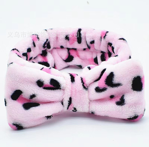 Diadema con lazo de lunares con estampado de leopardo europeo y americano, pañuelo facial SPA, diadema elástica transfronteriza, diadema de borde ancho a rayas