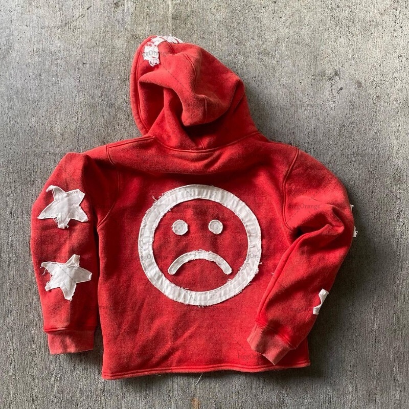 Cross-Border European and American Style Trendy Brand Long-Sleeve Zip-Up Sweatshirt with Patchwork Letter and Star Pattern, Loose Pullover Hoodie