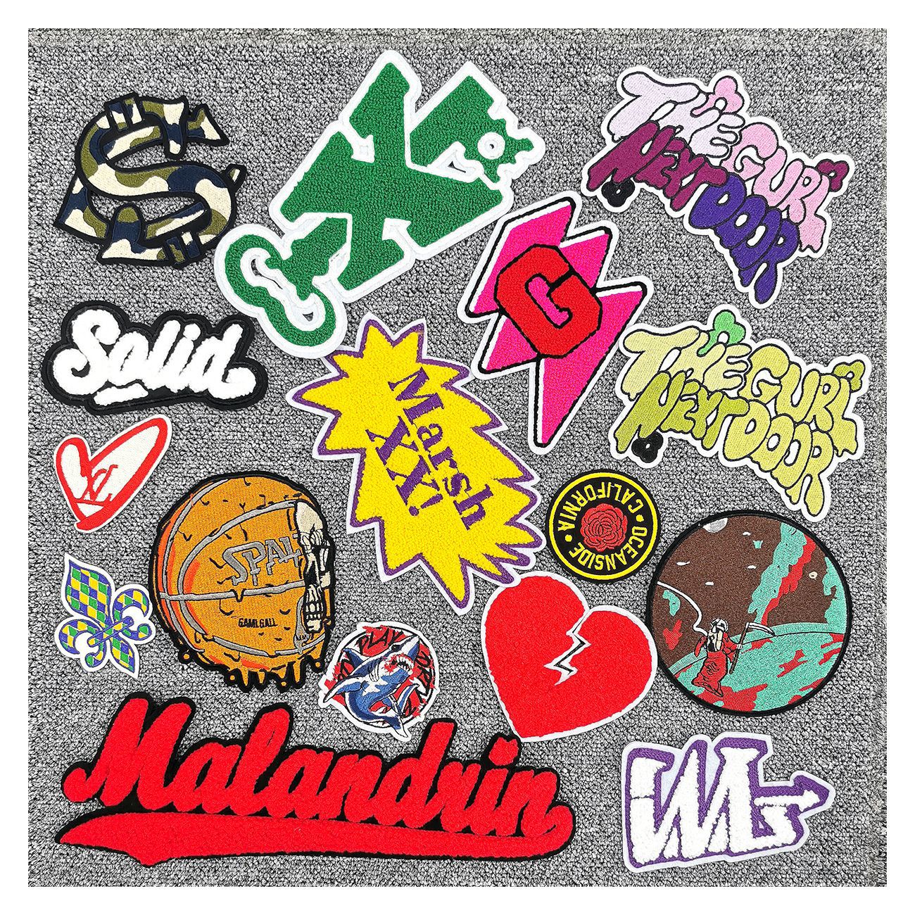 贴布绣补丁贴毛巾绣字母英文布贴毛绒绣花贴服装辅料电商供应商