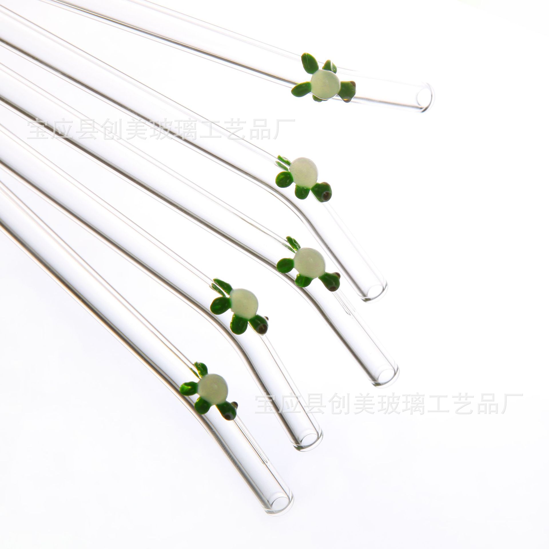 Paja de vidrio borosilicato al por mayor paja de vidrio de color pequeña flor paja de dibujos animados de vidrio leche té paja