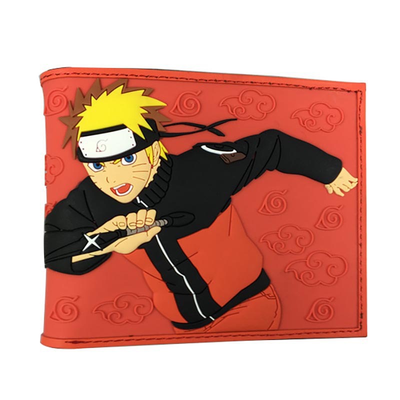 Naruto periferia billetera, Naruto Sasuke, cuatro generaciones de billetera roja, billetera corta, monedero de cambio de piel PU.