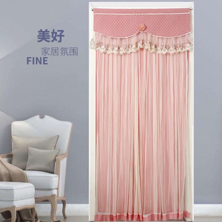 Door Curtain, Household Air-Conditioning Windshield Curtain, Punch-Free Double-Open Anti-Cold and Anti-Mosquito Bedroom Lace Windproof Blackout Partition Curtain