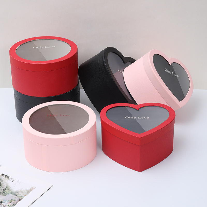 Ins amor caja de frutas al por mayor día de San Valentín caja de dulces transparente en forma de corazón paquete de flores diy caja de flores de ventana transparente