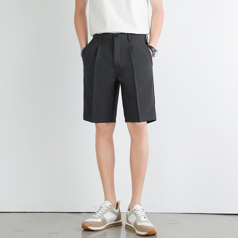 2023 new light business suit shorts men's straight plus size fifth pants men's summer thin casual middle pants