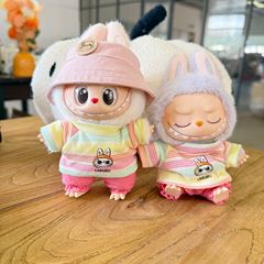掛件拉布布公仔衣服15厘米17CM盲盒LABUBU着替叮噹貓T恤帽子套裝