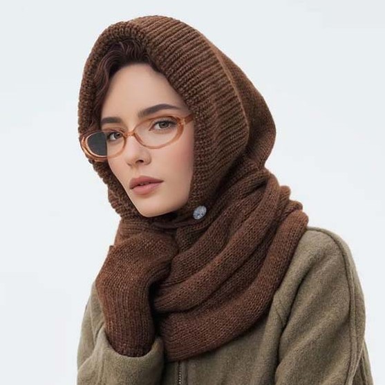 Cross-Border Knitted Balaclava Pullover Hat Cross Neck Scarf for Men and Women Couple Scarf Neck Cover Autumn and Winter Outer Wear to Protect Against Cold