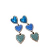 Factory live broadcast supply Mid -mysterious Blue color Byzantine style silver -needle earrings love stitching geometric earrings