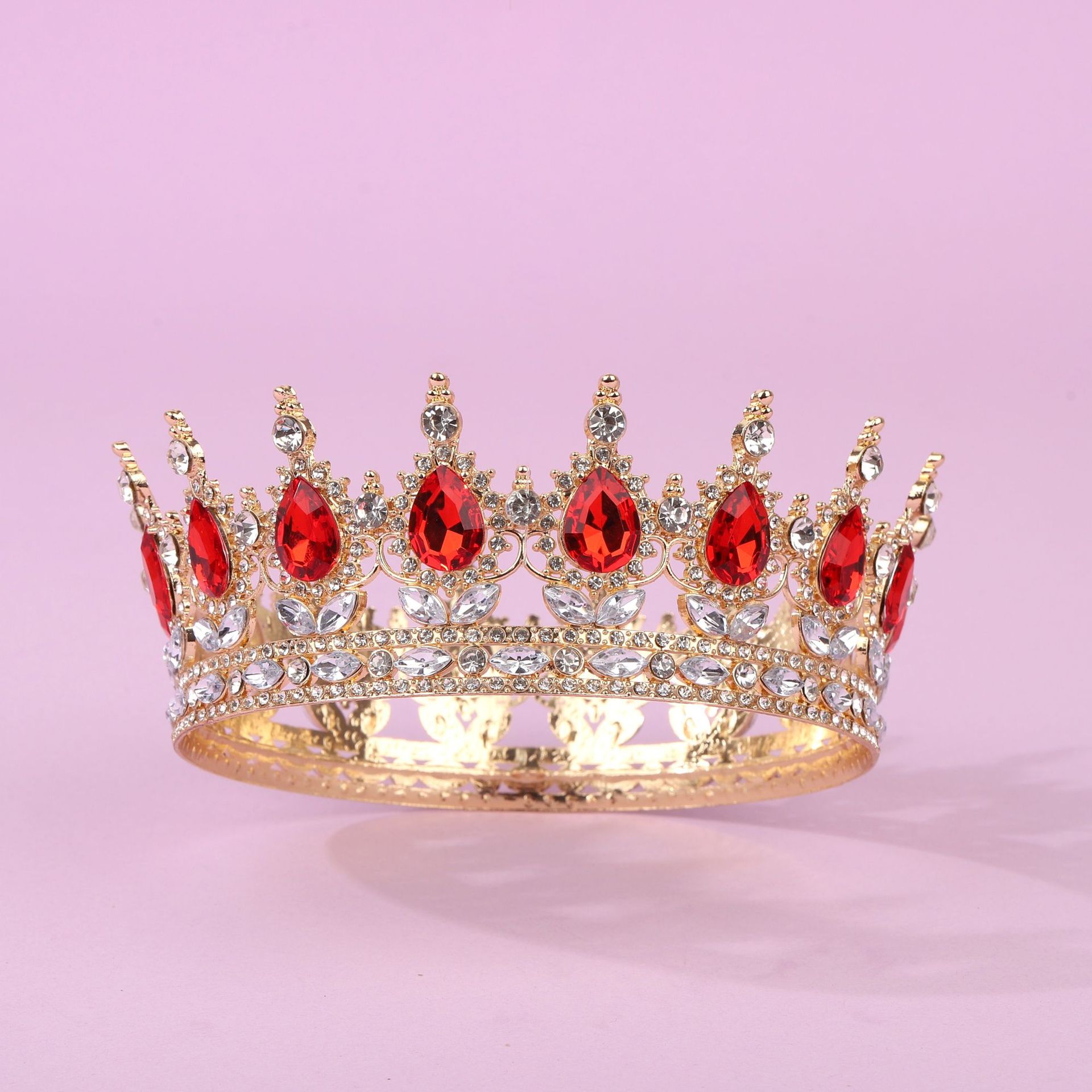 Europa y Estados Unidos cabeza de corona de novia barroca colorida de cristal peinado noble temperamento reina corona de fénix
