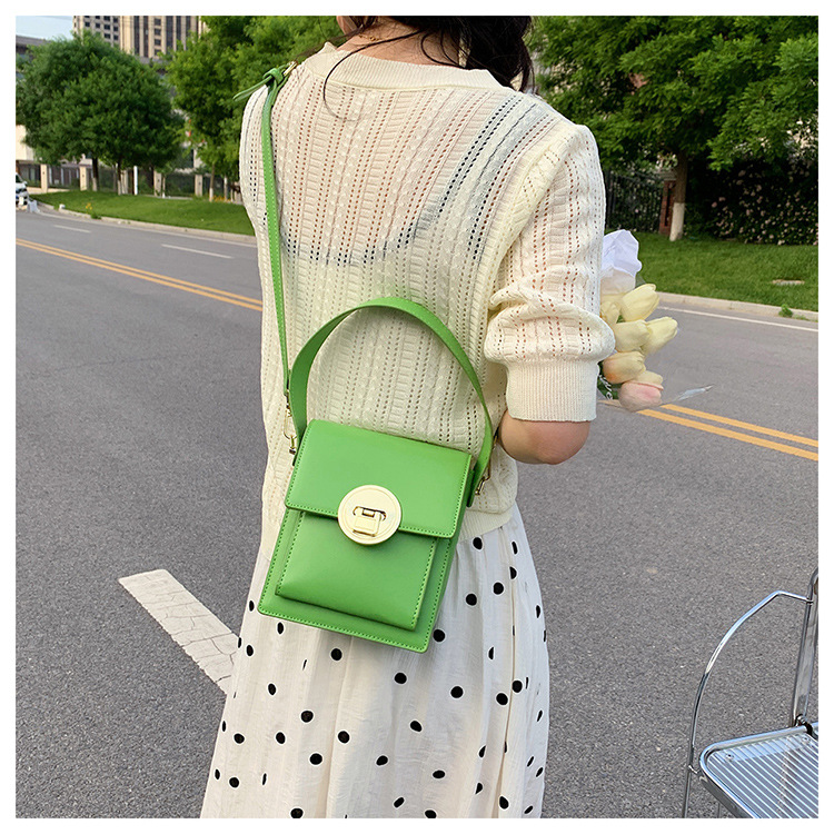 Small Artificial Leather Solid Color Fashion Soft Surface Square Buckle Crossbody Bag display picture 3