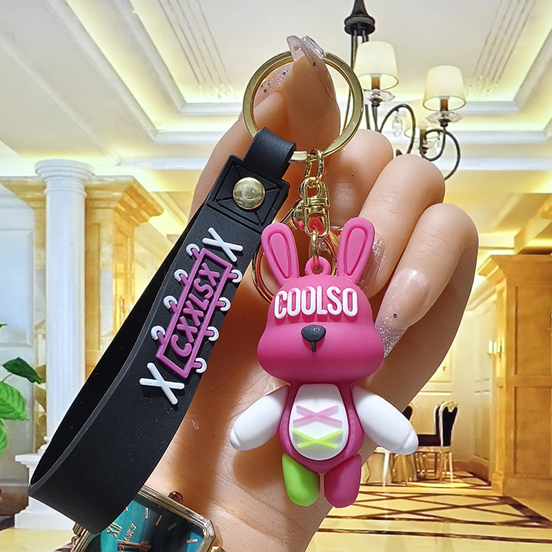 New violence letter rabbit keychain animation creative cute animal doll pendant small gift key chain wholesale New violence letter rabbit keychain animation creative cute animal doll pendant small gift key chain wholesale
