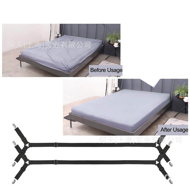 Sábana de cama soporte ajustable Cruz hoja de cama clip banda elástica equipado hoja sujetador Correa Clip, 2 negro