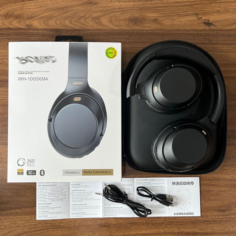 New Active Noise-Cancelling Xm4Anc Wireless Bluetooth Headset with Leather Case, Call Noise-Cancelling Headphones with Logo New Active Noise-Cancelling Xm4Anc Wireless Bluetooth Headset with Leather Case, Call Noise-Cancelling Headphones with Logo