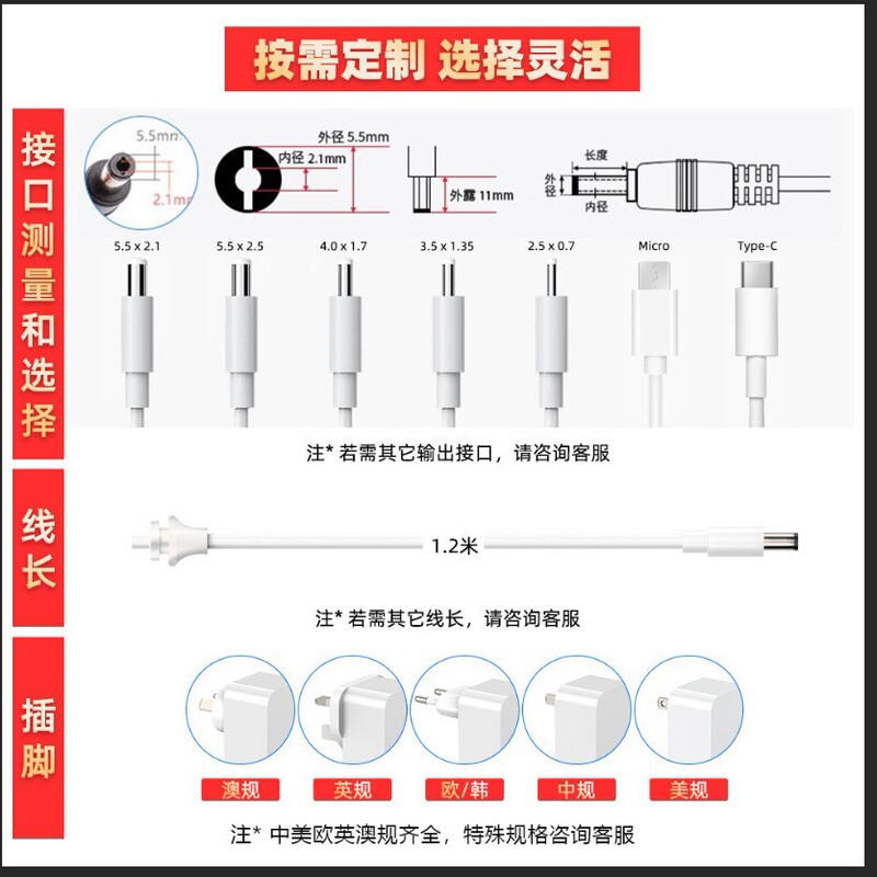 12v3a电源适配器美规美甲灯脱毛仪美容仪按摩仪小家电专用适配器|undefined