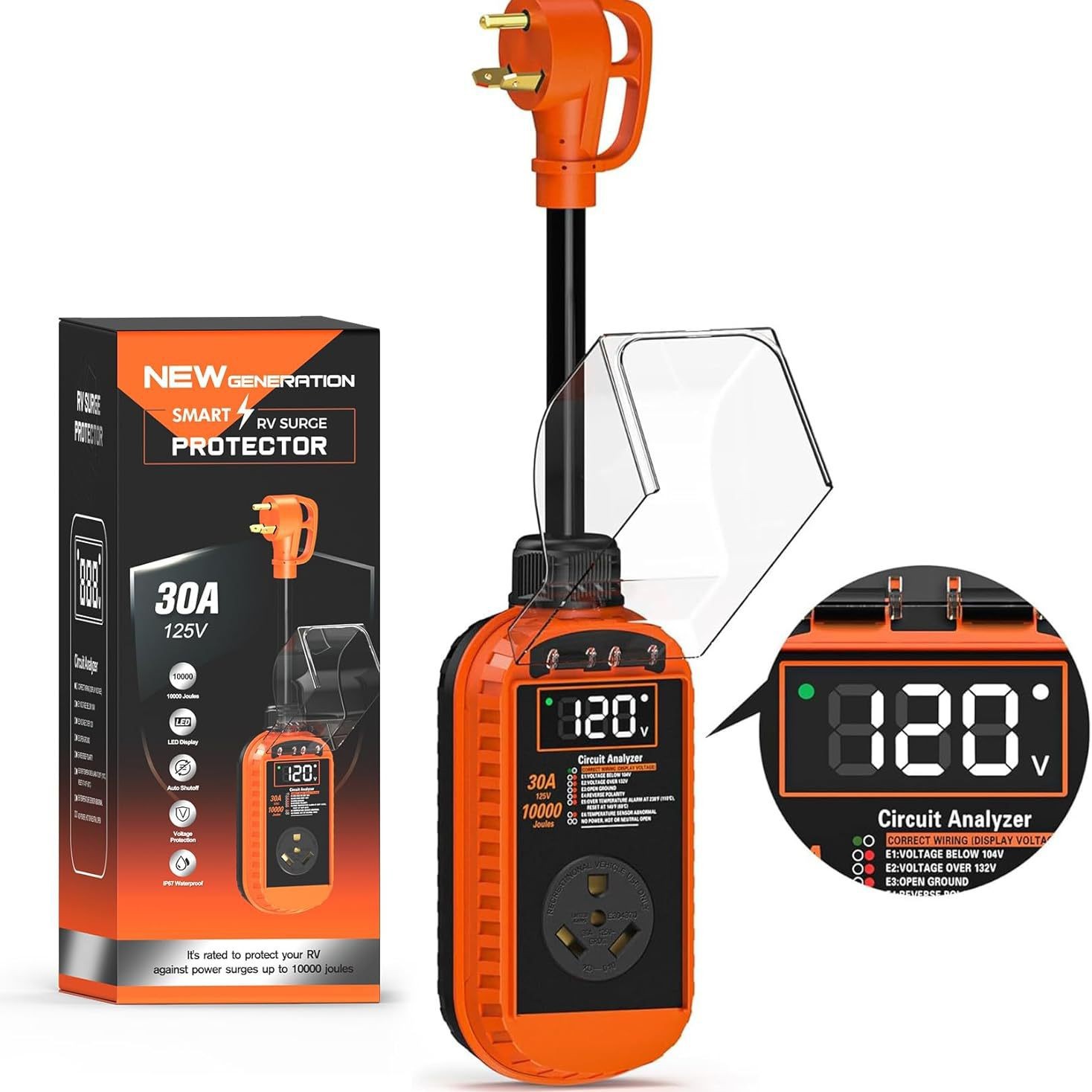 样品拍 房车浪涌保护器30A，RV浪涌保护器显示屏款30A 工厂直销