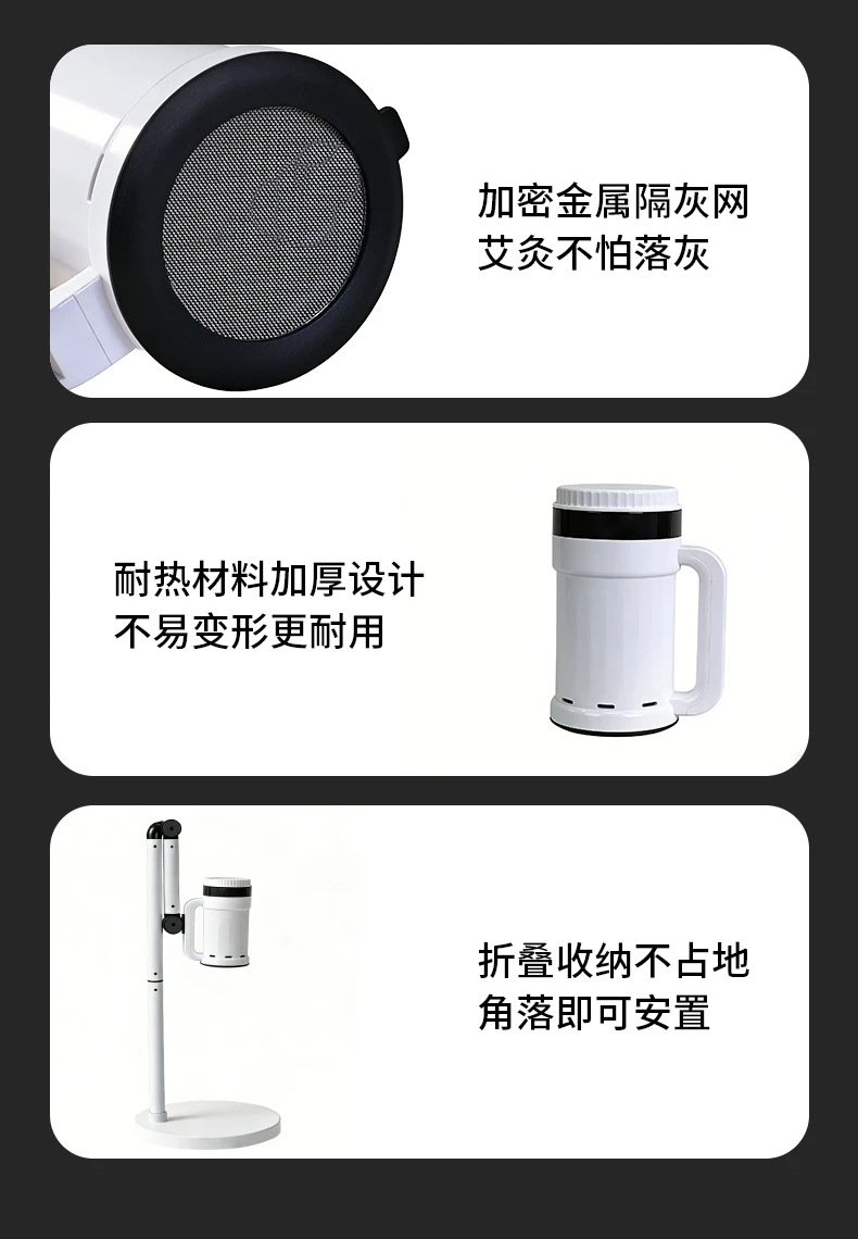 Moxa Stick Holder Set Smokeless Suspended Moxibustion Device with Smart Temperature Control Stand for Home Warm Therapy 18 Pure Moxa Cones preparation