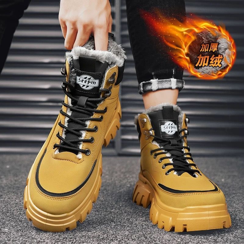 Martin botas para hombres otoño y invierno alto estilo británico botas de arroz para hombres con zapatos de algodón grueso al aire libre botas impermeables