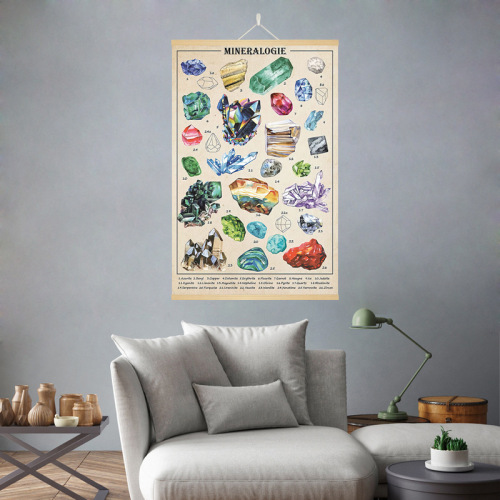 Gem crystal ore illustration hanging scroll painting Amazon best selling retro living room decoration painting entrance hanging scroll painting