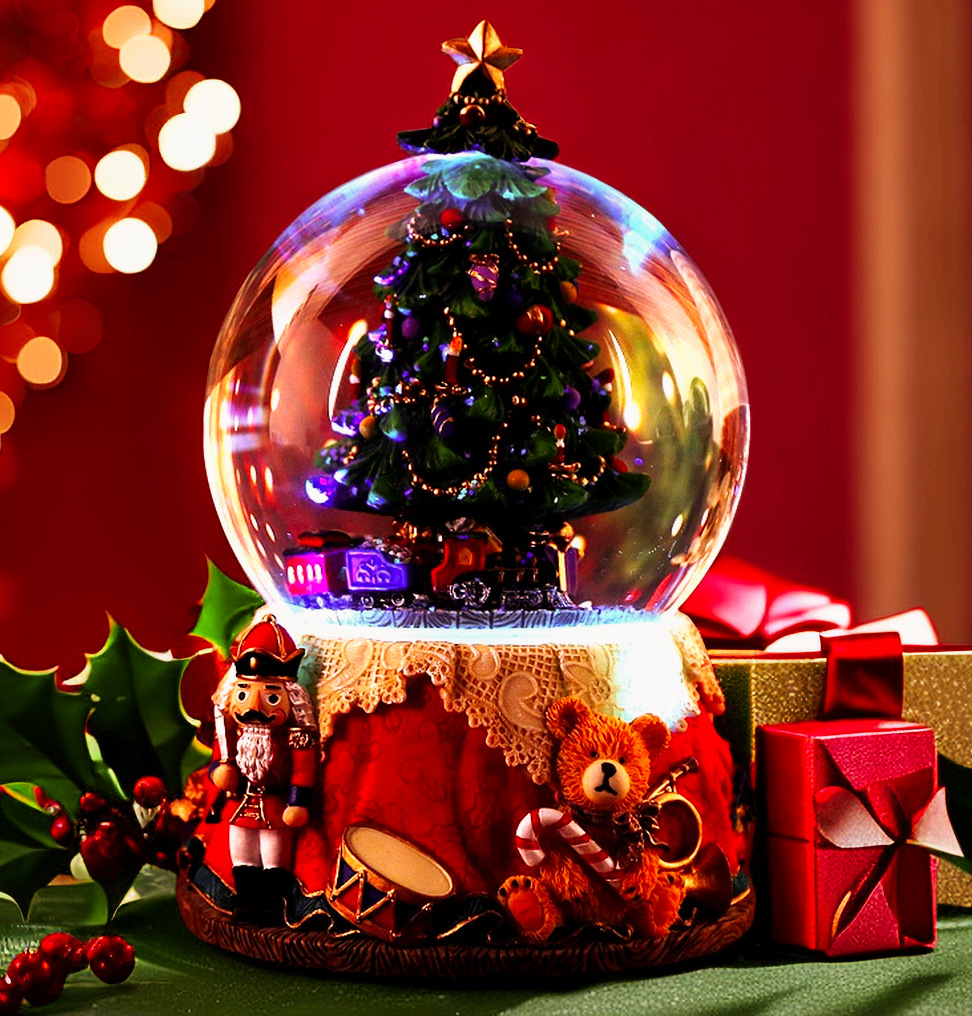 Regalo de Navidad bola de cristal eléctrica caja de música nieve que cae caja de música luminosa San Valentín cumpleaños novia regalo creativo