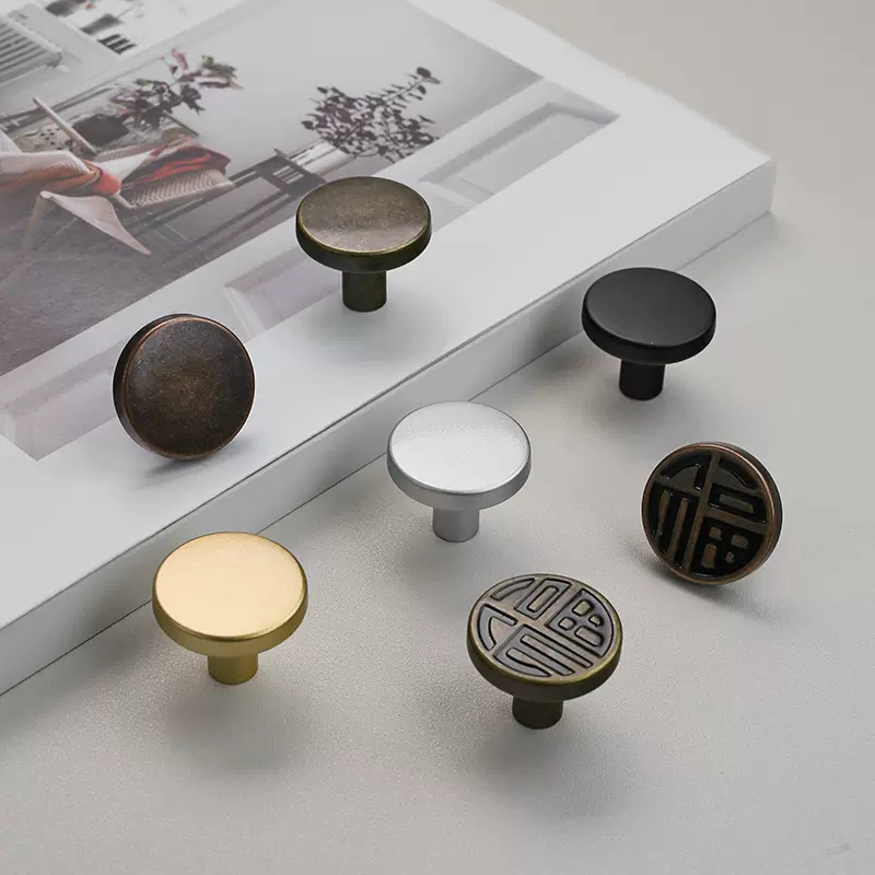 金色橱柜衣柜北欧铝合金把手铜色黑色现代轻奢抽屉五金单孔拉手