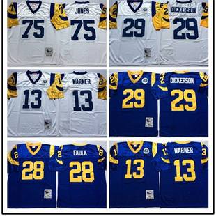 Cross-Border American Football Uniforms Los Angeles Rams Hall of Fame 36 # 13 # 75 # Mn Retro Jersey Sportswear