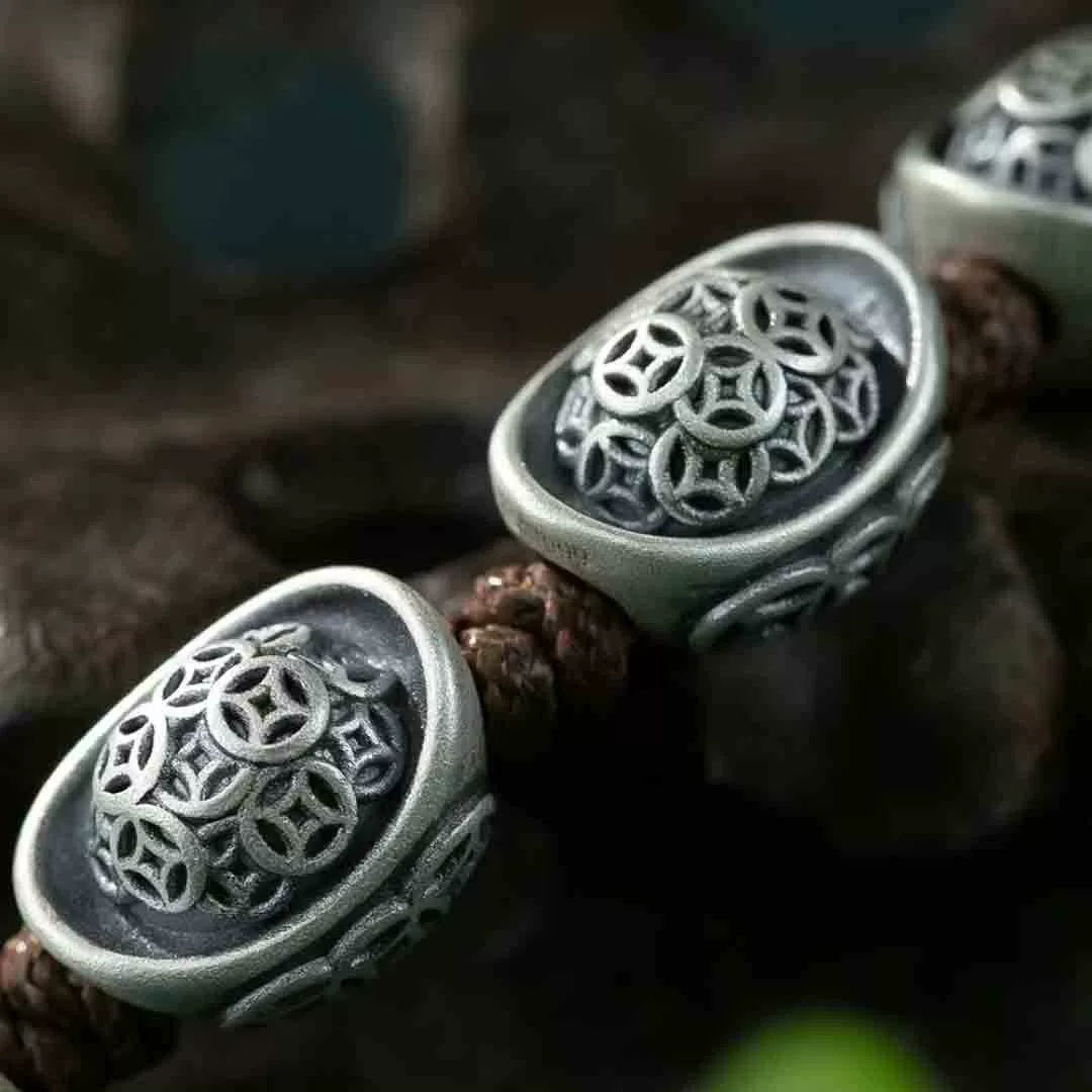 Genuine design woven silver bracelet handmade