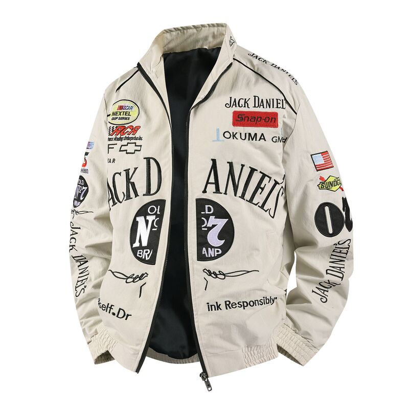 Cross-Border Stand-Collar American Retro Workwear Flight Jacket Motorcycle Jacket Spring and Autumn Cool Embroidered Baseball Jacket Cross-Border Stand-Collar American Retro Workwear Flight Jacket Motorcycle Jacket Spring and Autumn Cool Embroidered Baseball Jacket