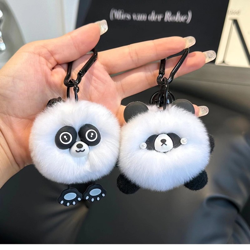 Insかわいいは、ウサギの毛のパンダのストラップの個性的な創造性のぬいぐるみdiyバッグのストラップのプレゼントに似ています|undefined