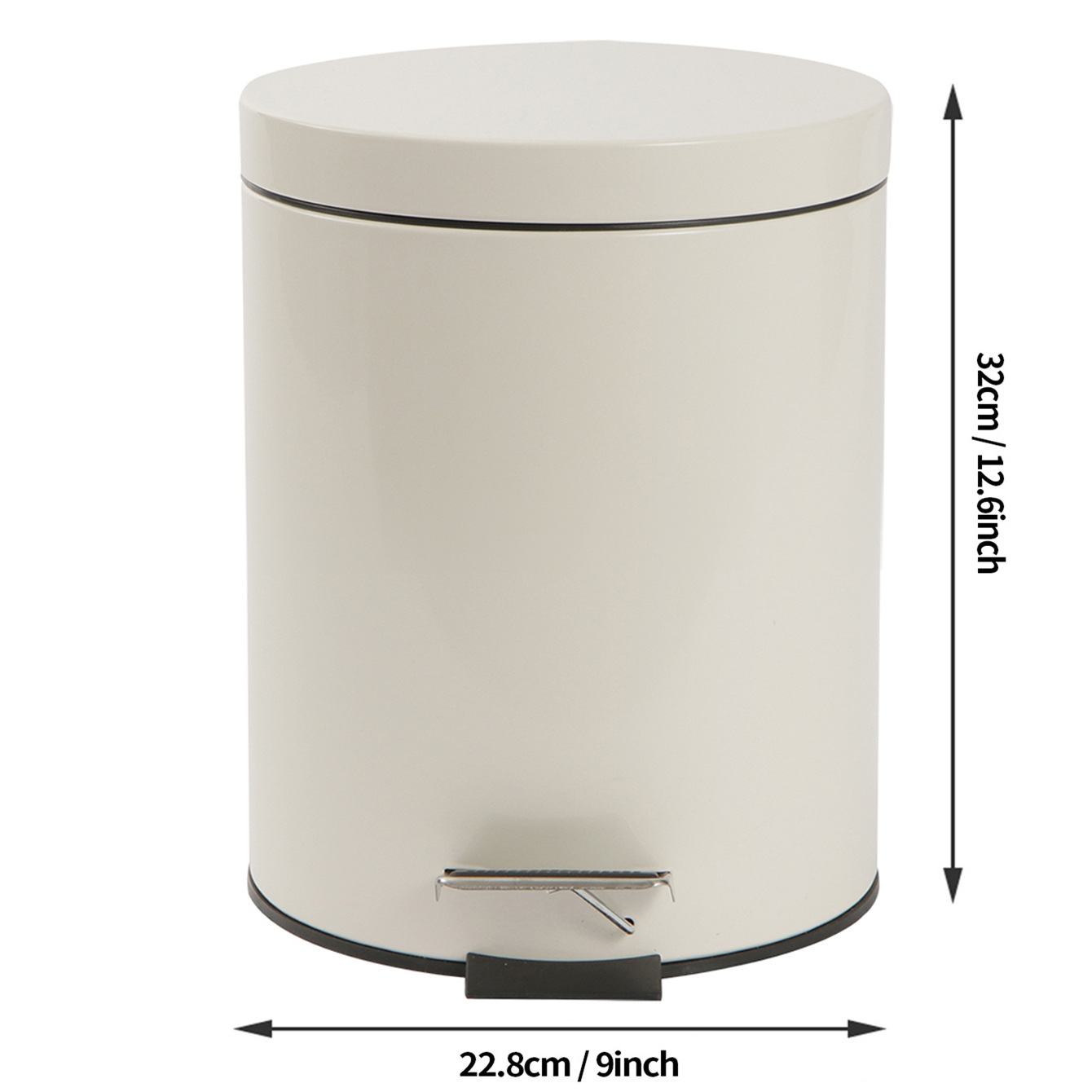 Bote de basura abatible redondo beige transfronterizo Cocina doméstica Pedalear con tapa Cubo de limpieza silencioso