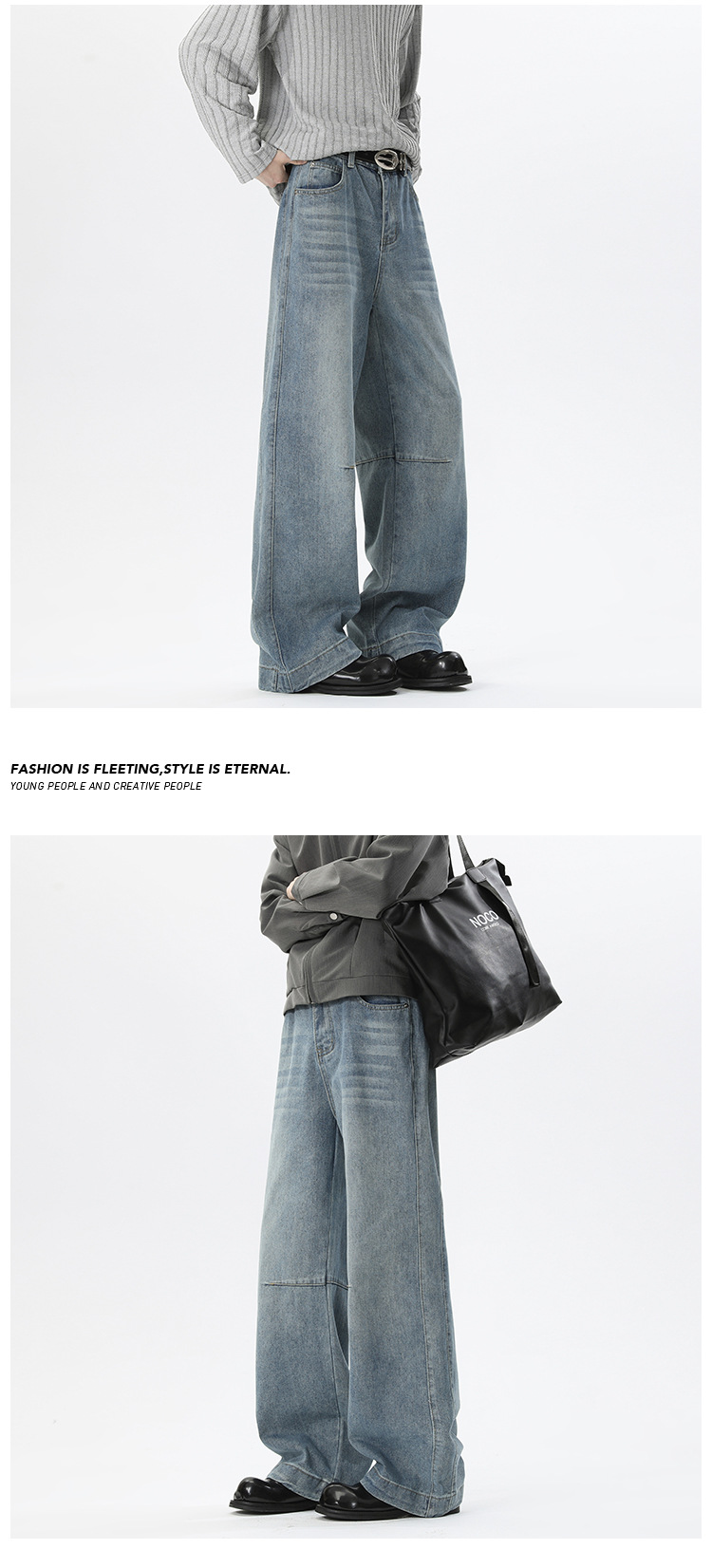 Herren Jeans Im American Style Gerader Schnitt Gewaschene Hose_voghion.com
