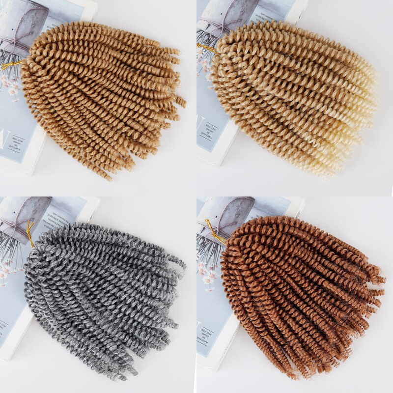 Foreign Trade Small Spring Synthetic Fiber Crochet Hair Extensions 8 Inches 60 Strands Small Spring Curly Hand-Crocheted Hair Bundles African Women's Wigs Foreign Trade Small Spring Synthetic Fiber Crochet Hair Extensions 8 Inches 60 Strands Small Spring Curly Hand-Crocheted Hair Bundles African Women's Wigs