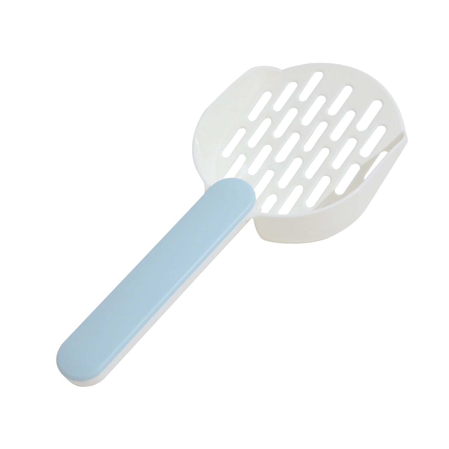 Fábrica al por mayor de gran color a juego mango de fondo plano pala de arena para gatos tofu arena para gatos agujero fino pala de mierda suministros de limpieza para mascotas