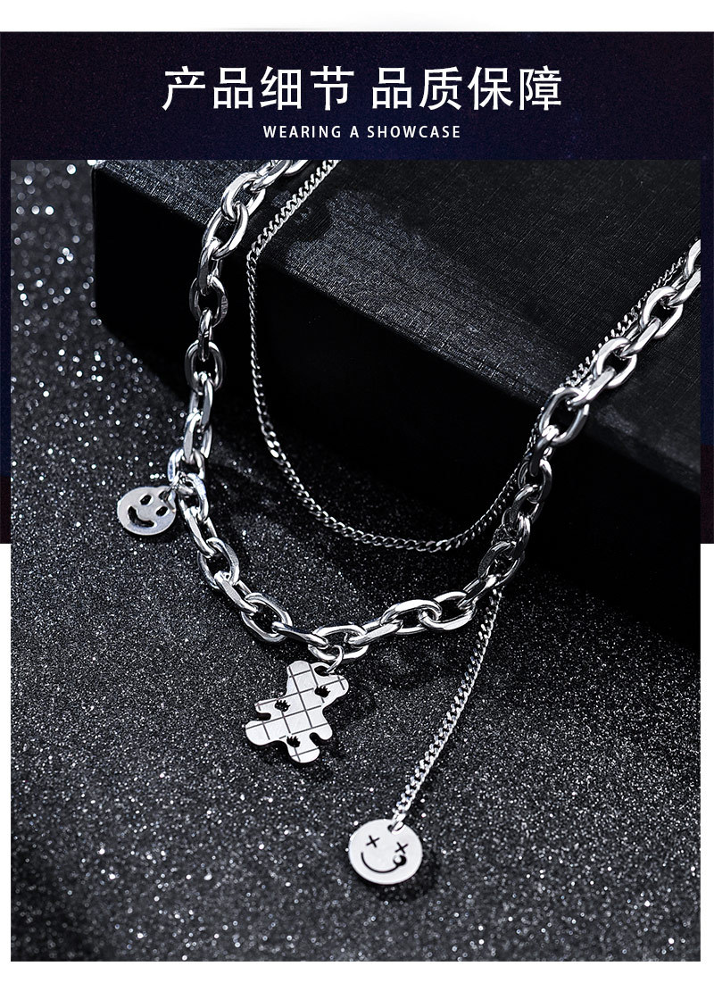 双层小熊笑脸项链_04