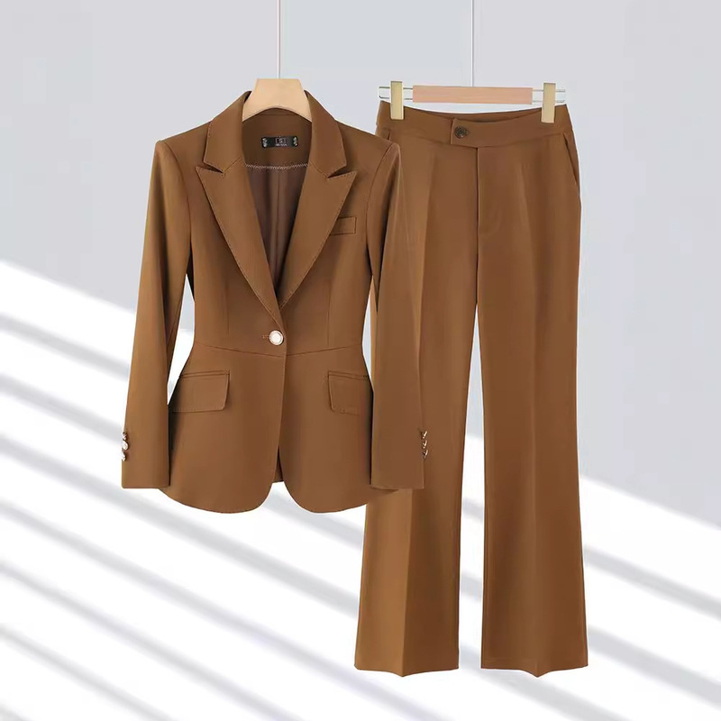 Brown Suit suit Women's Dress High-end Sense Small Spring and Autumn New Elegant Slim-fit Suit Jacket Work Clothes