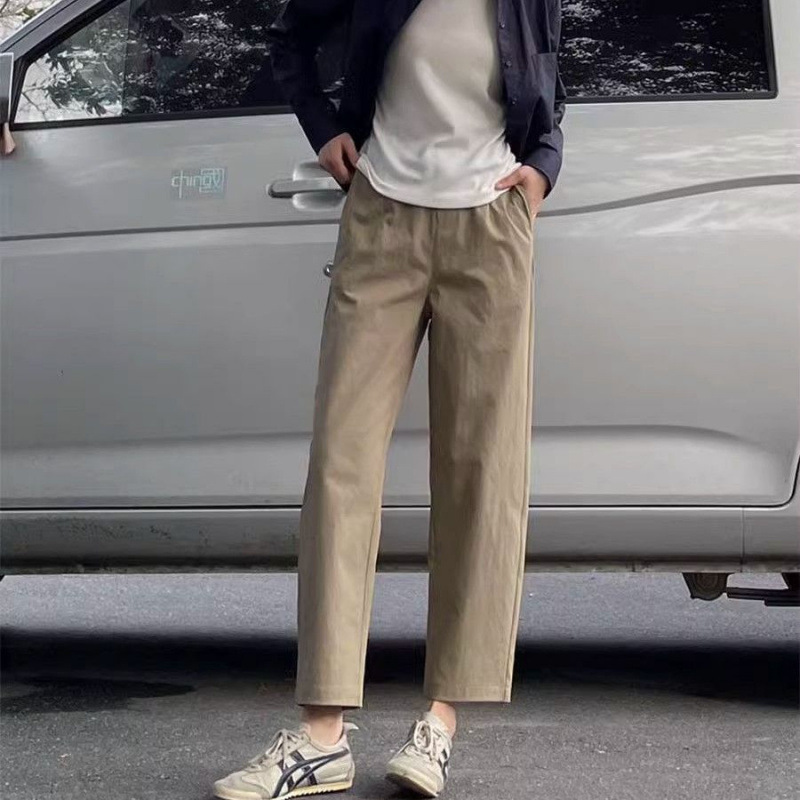 2025春夏新作 シンプルで万能なカジュアル鎌9点パンツ シワになりにくいストレートパンツ 和風着痩せロングパンツ|undefined