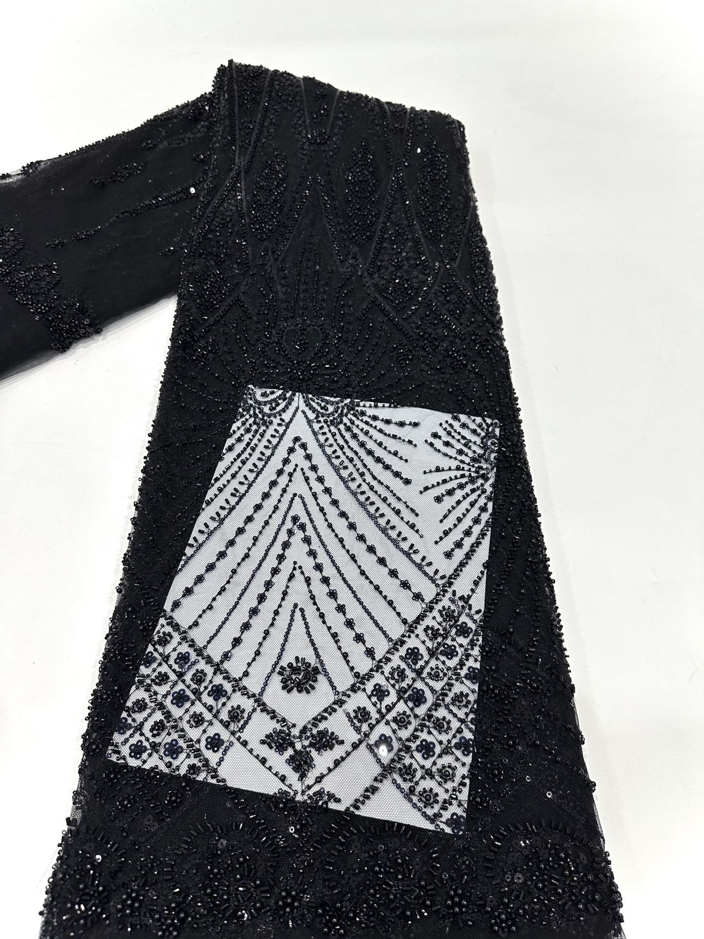 Tubo de perlas bordado por computadora bordado de lujo vestido de boda modelo de vestido de mujer falda de tela de corte comercio exterior transfronterizo
