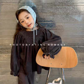 2025童装秋装新款 女童秋季韩版蝙蝠袖灯芯绒衬衫儿童衬衣 6563