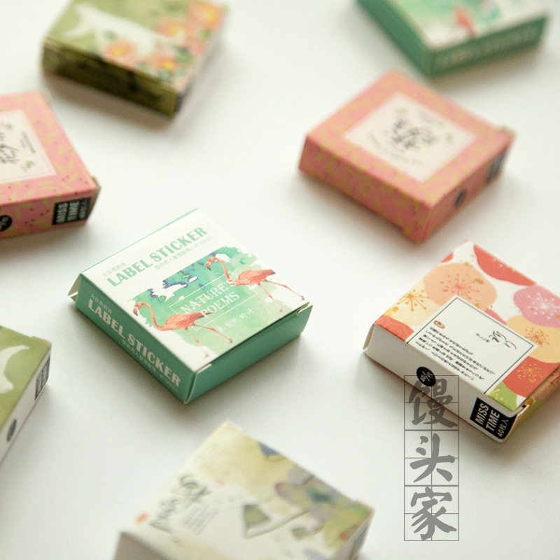 HZ-2 japonés en caja diario pegatinas diario hornear sellado pegatinas paisaje animal dibujos animados papel decorativo