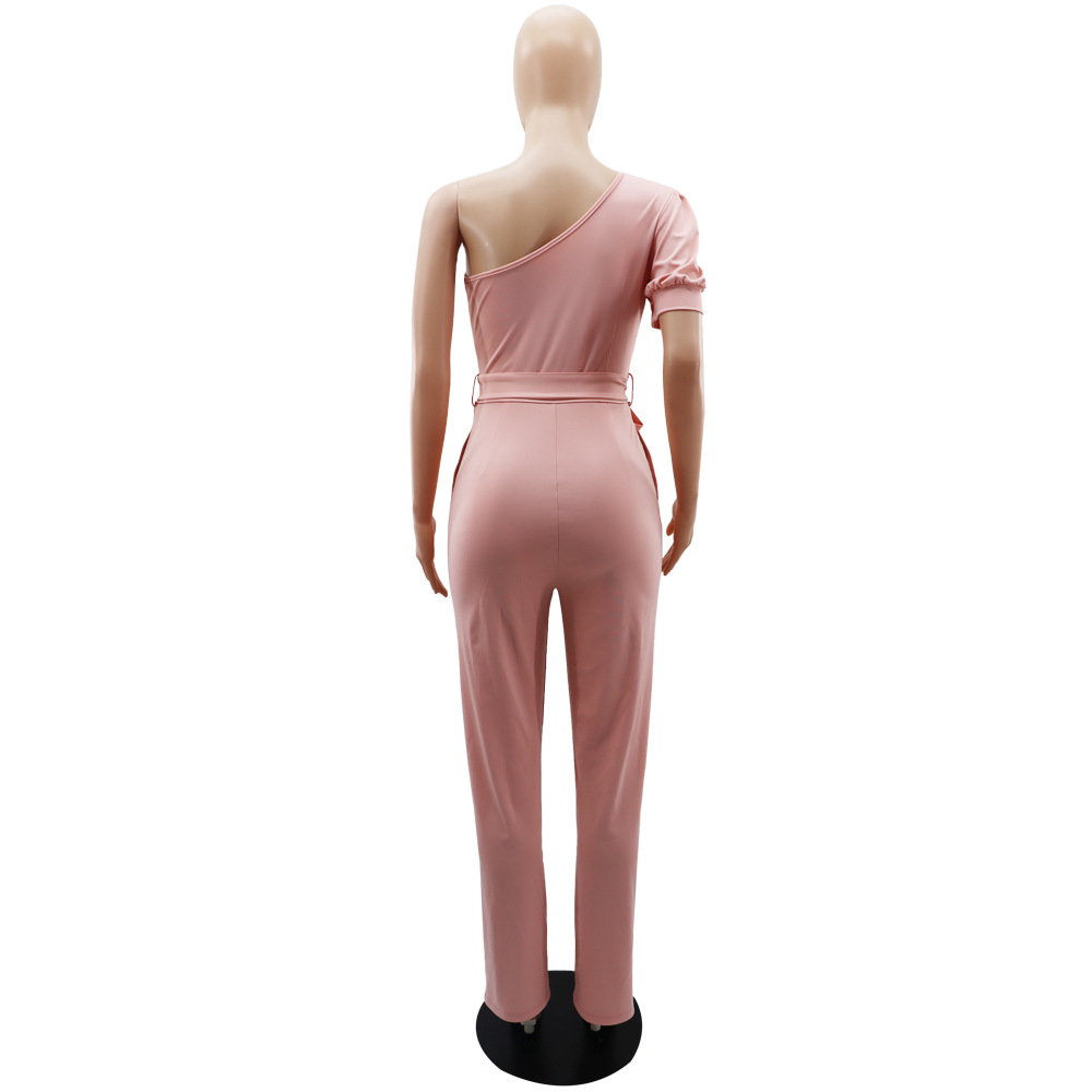 One Shoulder High Waist Backless Slim Tapered Trousers Women Jumpsuit 13 One Shoulder High Waist Backless Slim Tapered Trousers Women Jumpsuit