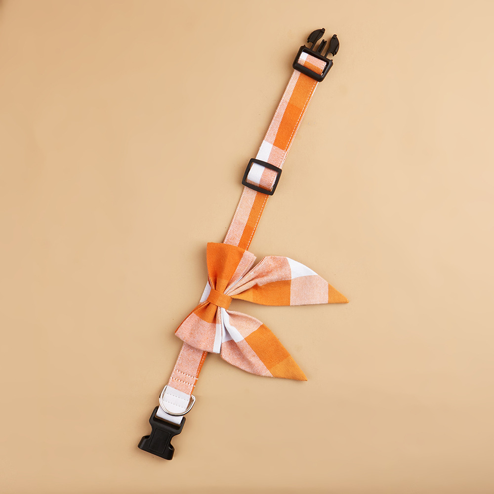 Tanpopo Cross-border nuevo collar de perro pajarita de mascota mariposa de algodón nudo desmontable collar de celosía de perro
