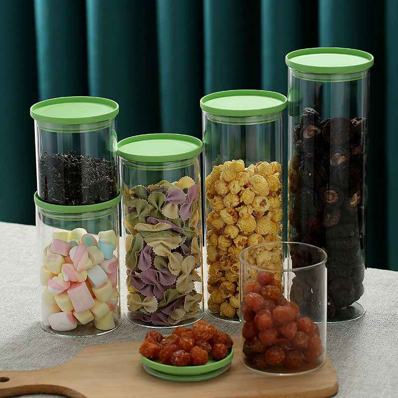 Frascos Redondos Sellados de Borosilicato de Alta Calidad al por Mayor, Frascos de Vidrio Transparentes para Almacenamiento, Frascos para Conservar Té Fresco, Frascos para Almacenar Granos y Dulces