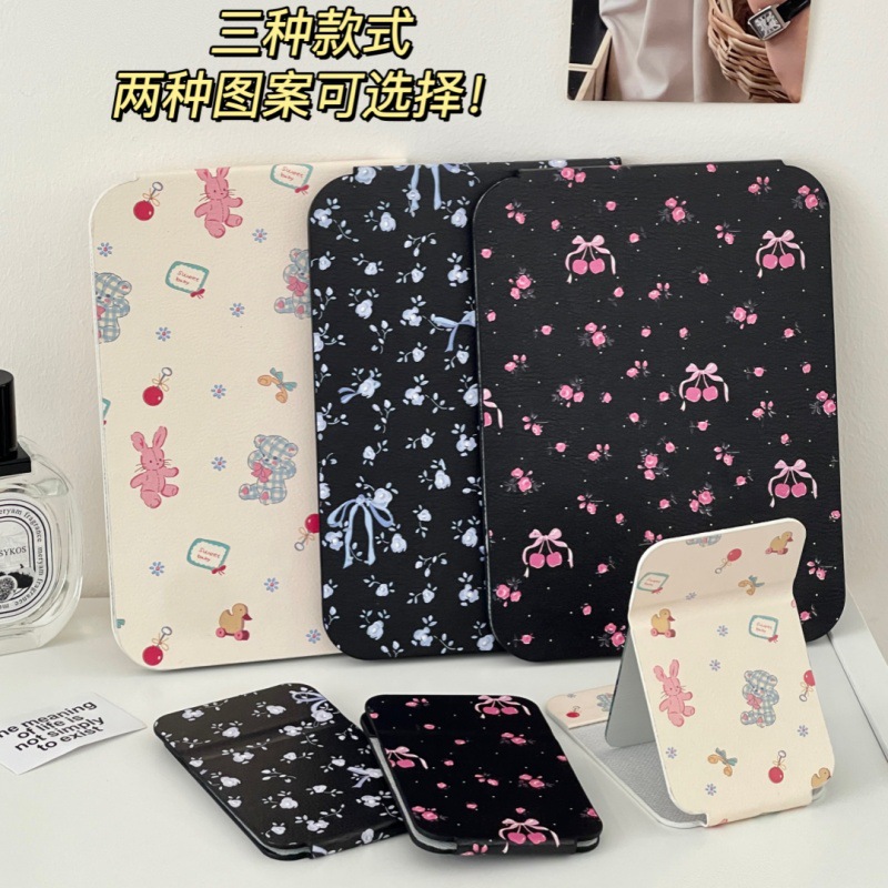 Espejo pequeño plegable floral retro Espejo de maquillaje estilo ins Espejo de tocador especial para dormitorio de estudiantes Puede ser portátil para el hogar