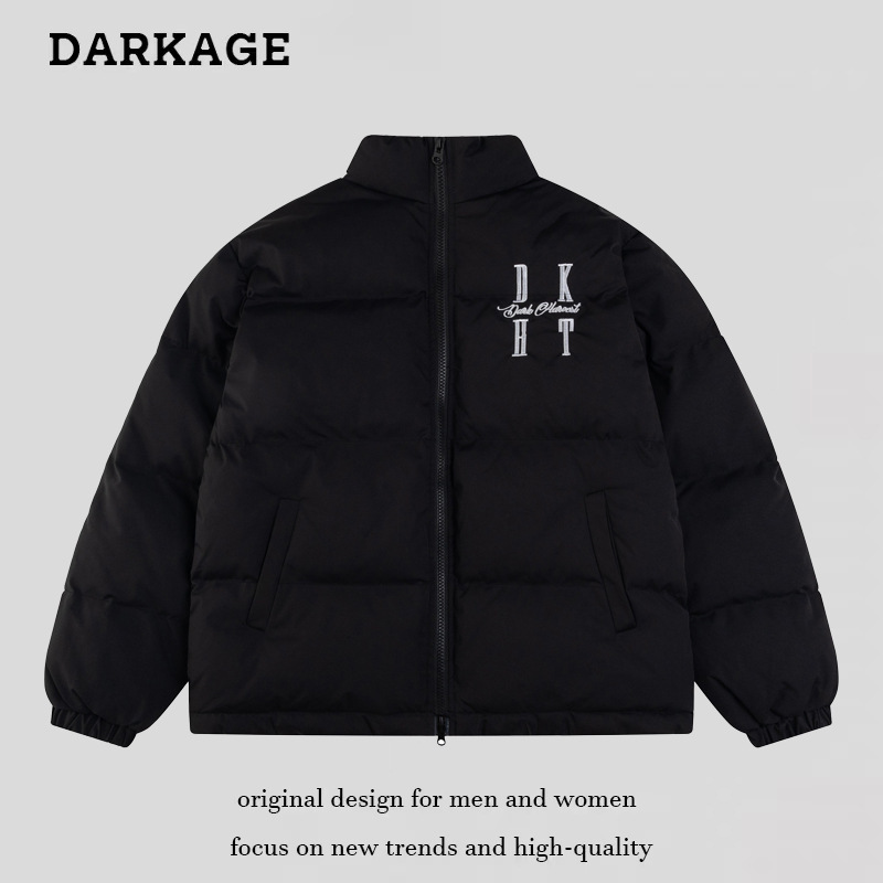 高街美式字母刺绣加厚立领棉服男女款潮牌宽松休闲嘻哈保暖面包服