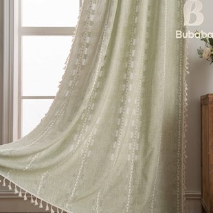 Flying Cat Amazon American Green Hollow Jacquard Design Finished Curtain Bohemian Bedroom Semi-transparent Window Screen