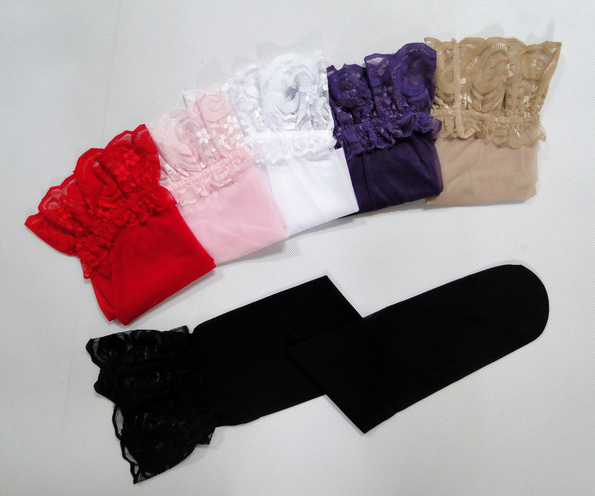 Lace Over-knee Stockings for Women, Ultra-thin Black Silk High-tube Hosiery — detail image 29