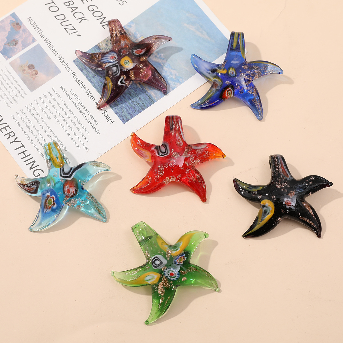 1g Weight Pendant Jewelry Making Type Charms, Earrings, Necklace Classification 1 Piece Quantity glass Material Starfish, Ocean Pattern All Seasons Season Marine Style Style 1 Piece Glass Starfish Ocean Pendant Charms Earrings Necklace 1