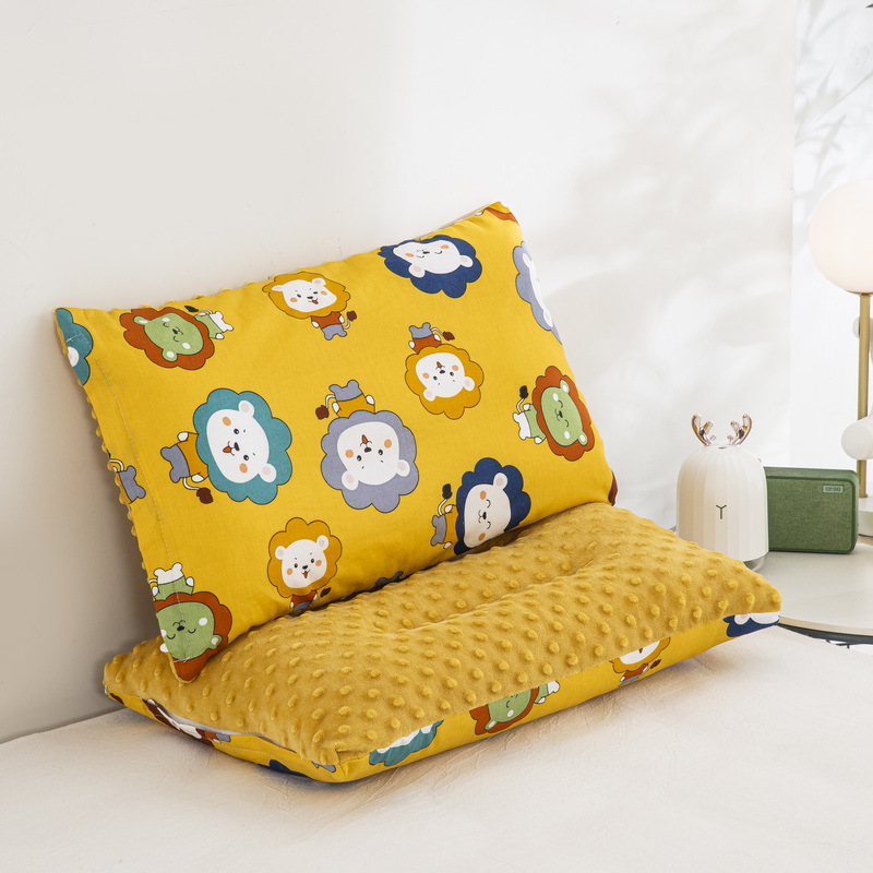 Almohada para niños de jardín de infantes AB cara Almohada de terciopelo de guisantes de algodón Almohada de almohada desmontable para niños de uno a diez años