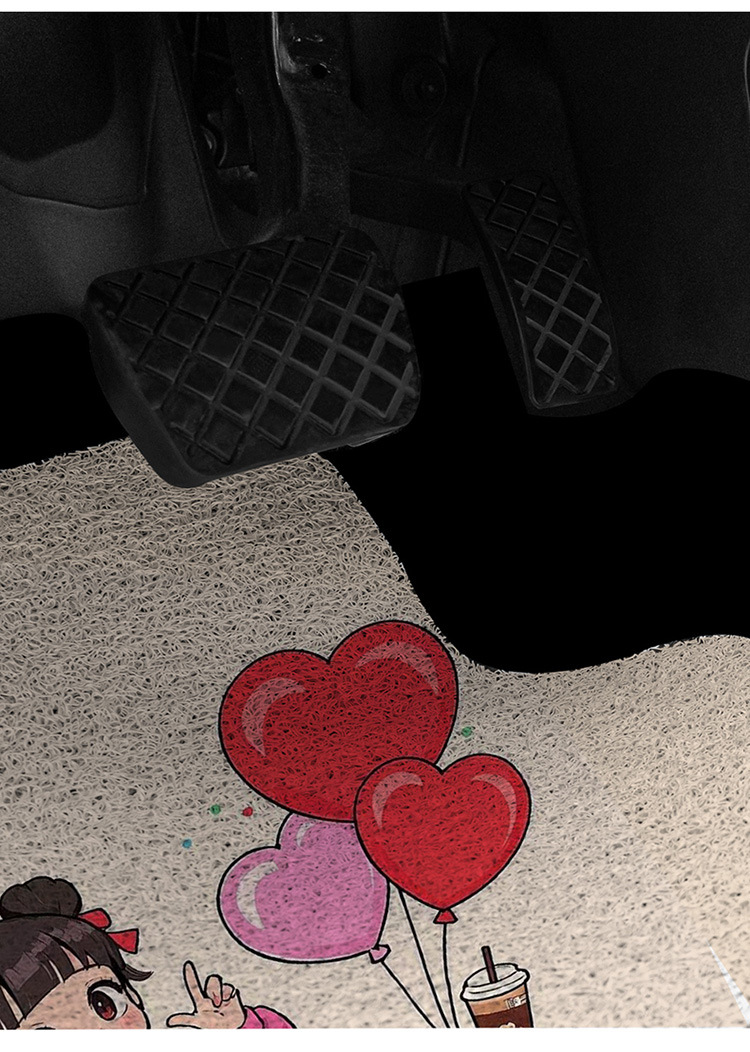 Car Mat Girls Universal Carpet Silk Loop Cute Cartoon Car Anti-Dirty Mat Main Driving Car Mat Floor Mat Pink